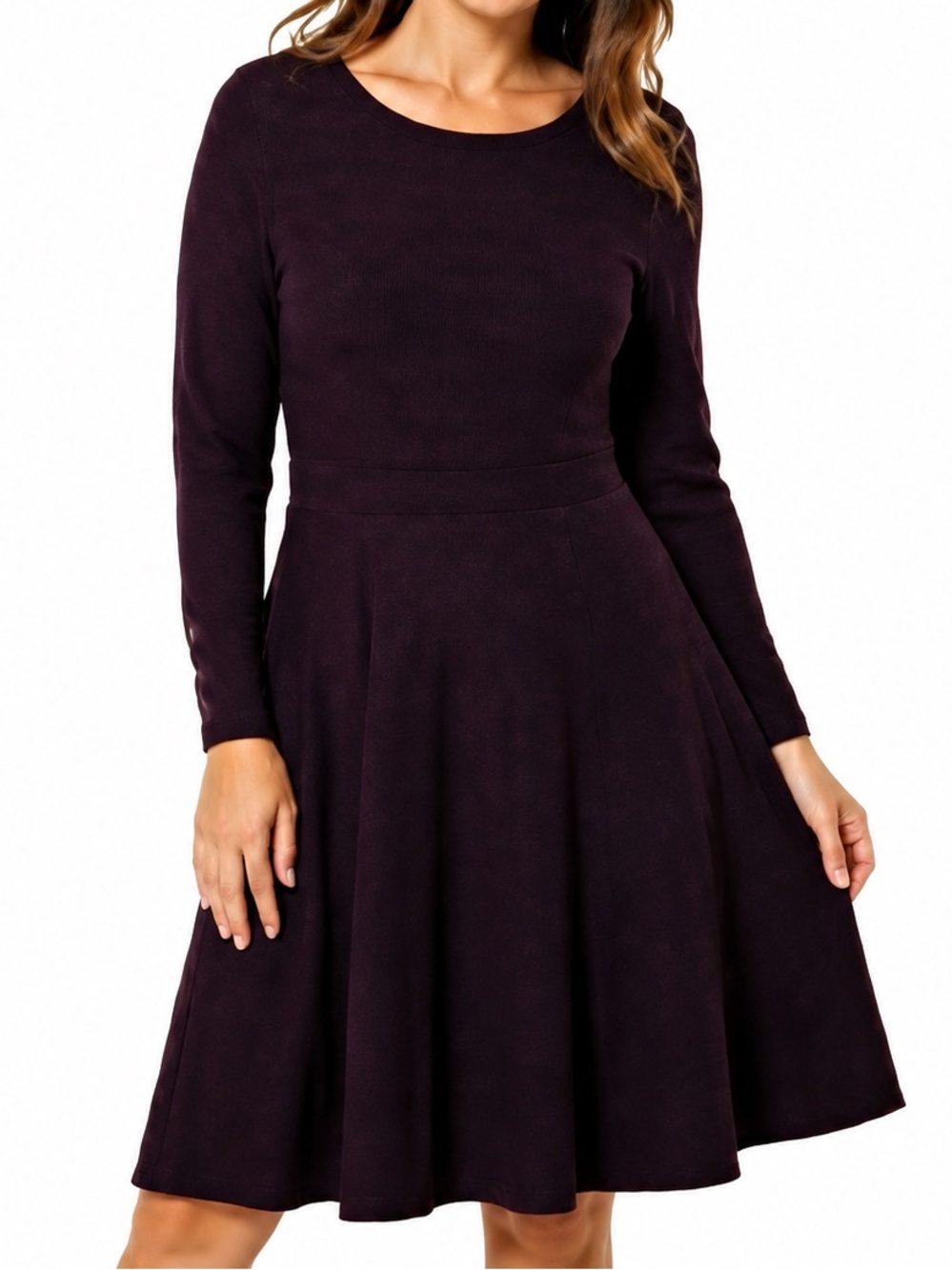 NWT Jessica Howard Womens XL Plum Knit Fit & Flare Dress Modest Office Career